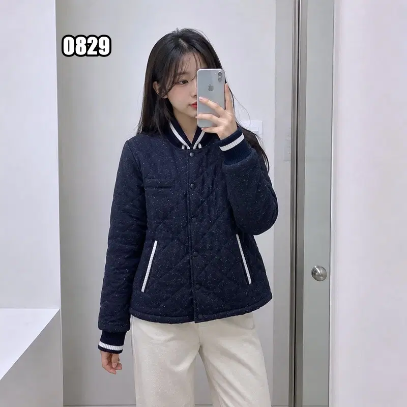 L 잭앤질 퀼팅 스타디움 봄버 자켓