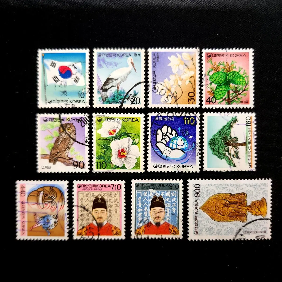 1993-4 기본료 110원시기 12종 사용제 보통우표