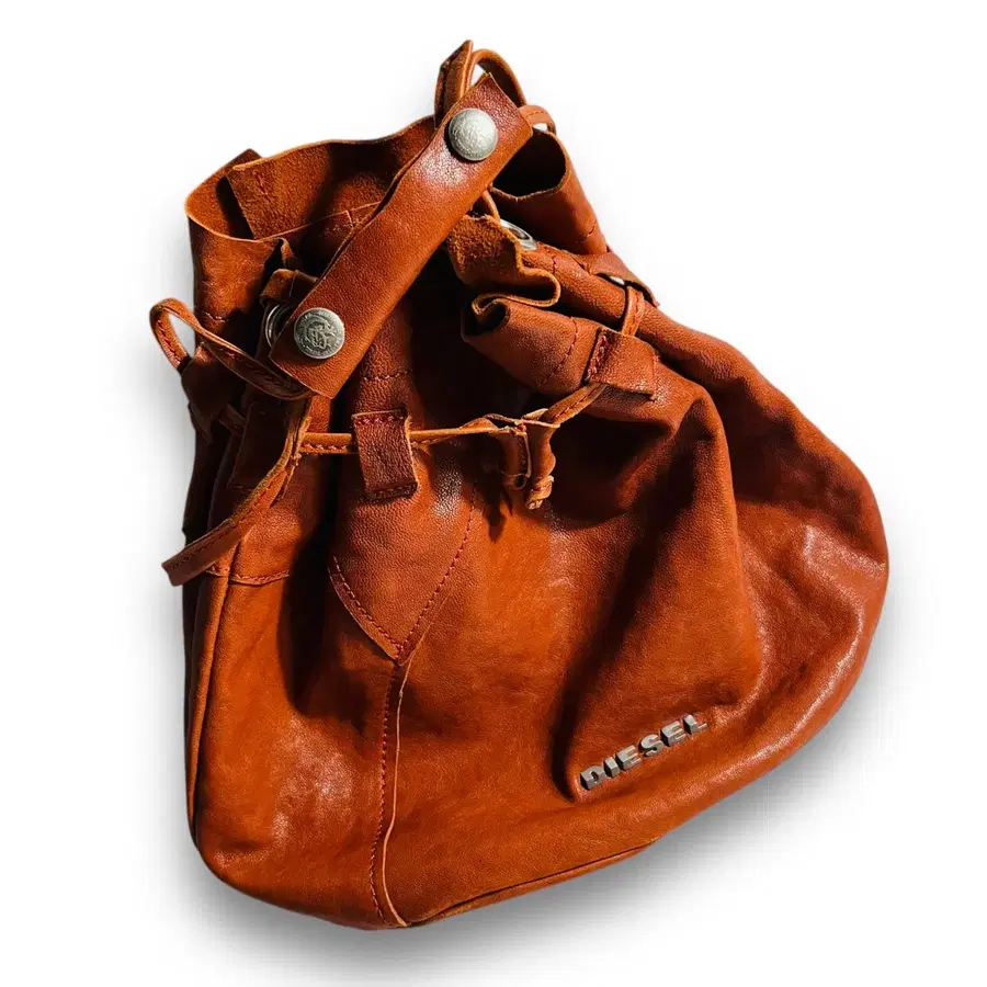 Diesel Western Brown Leather Bucket Bag