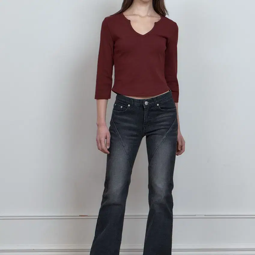 큐리티 C DIAGONAL SEAM 부츠컷 데님 팬츠 블랙 S