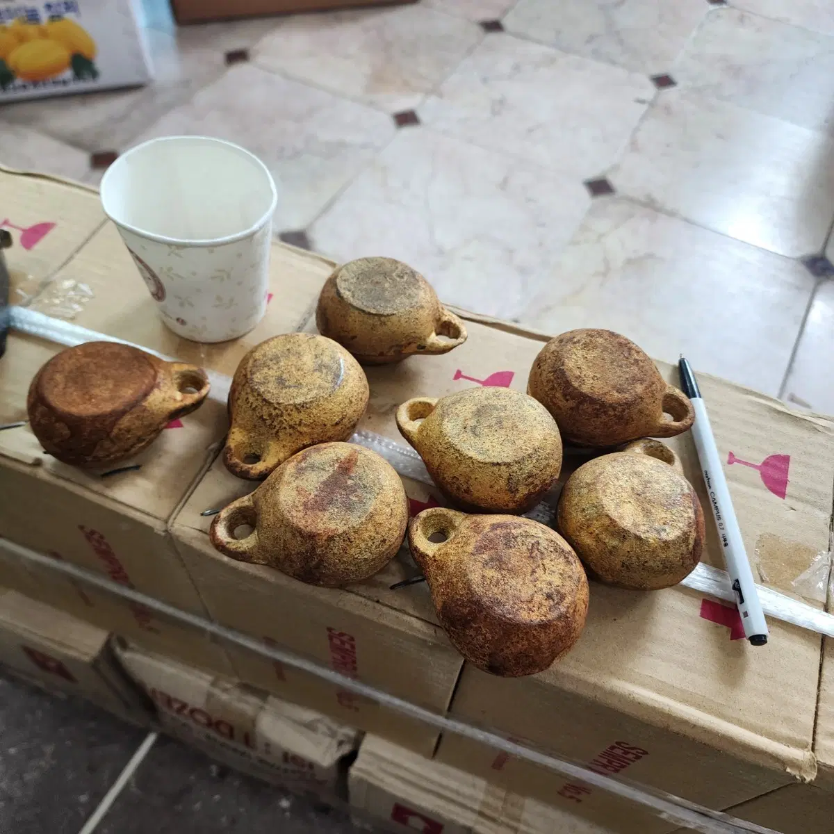 무쇠주물 추 무게약0.5kg 1개에5000원 8개 남았어요