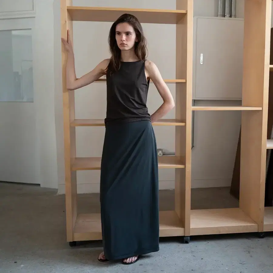 아르토(ARTTO) - Sorento Jersey Maxi Skirt Black