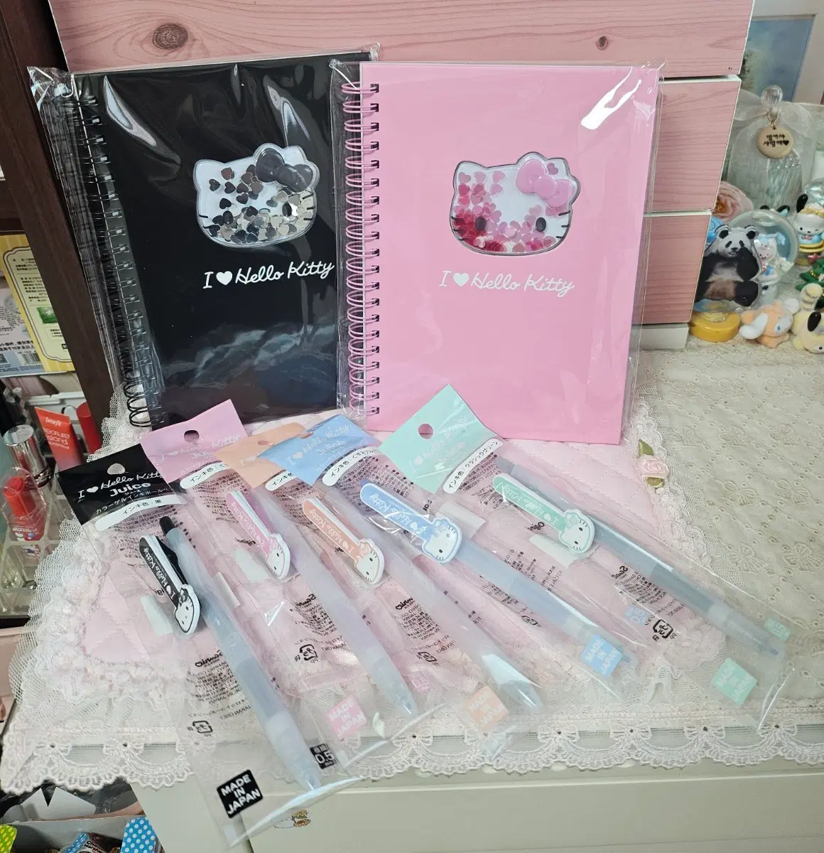 (일본정품) 산리오 헬로키티 아이러브 시리즈 B6 링노트 볼펜