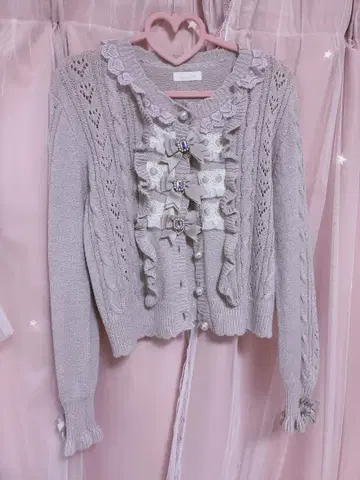 LIZLISA 비쥬 리본 니트 가디건