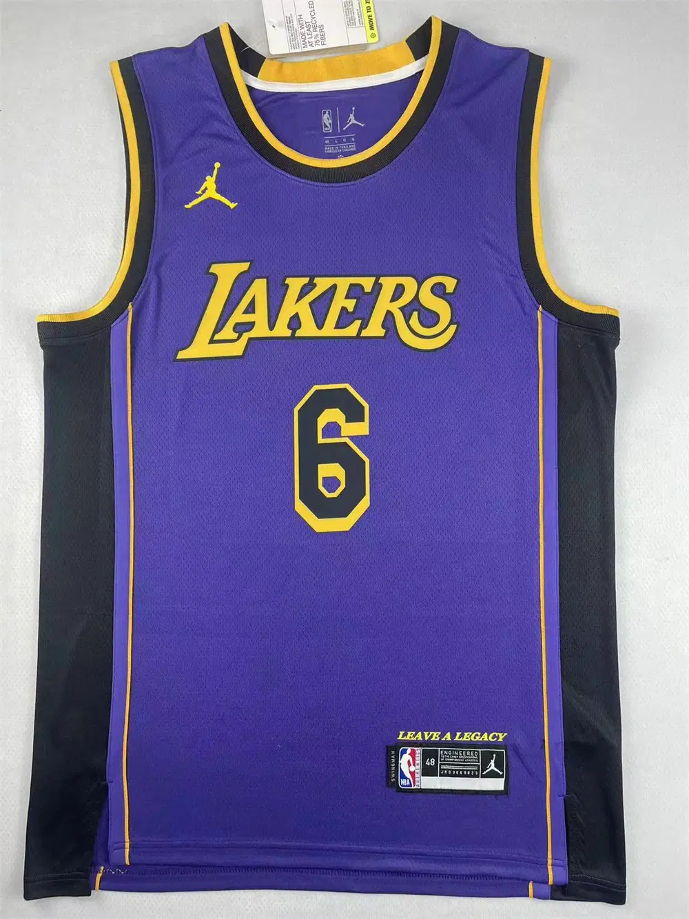 NBA 레이커스 제임스 6번 어소시에이션 에디션 보라색 농구 유니폼 남녀공용 저지