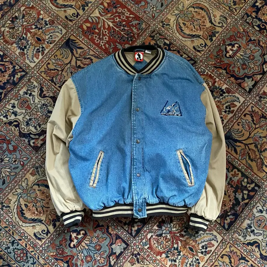 90s Mickey denim varsity jacket XXL