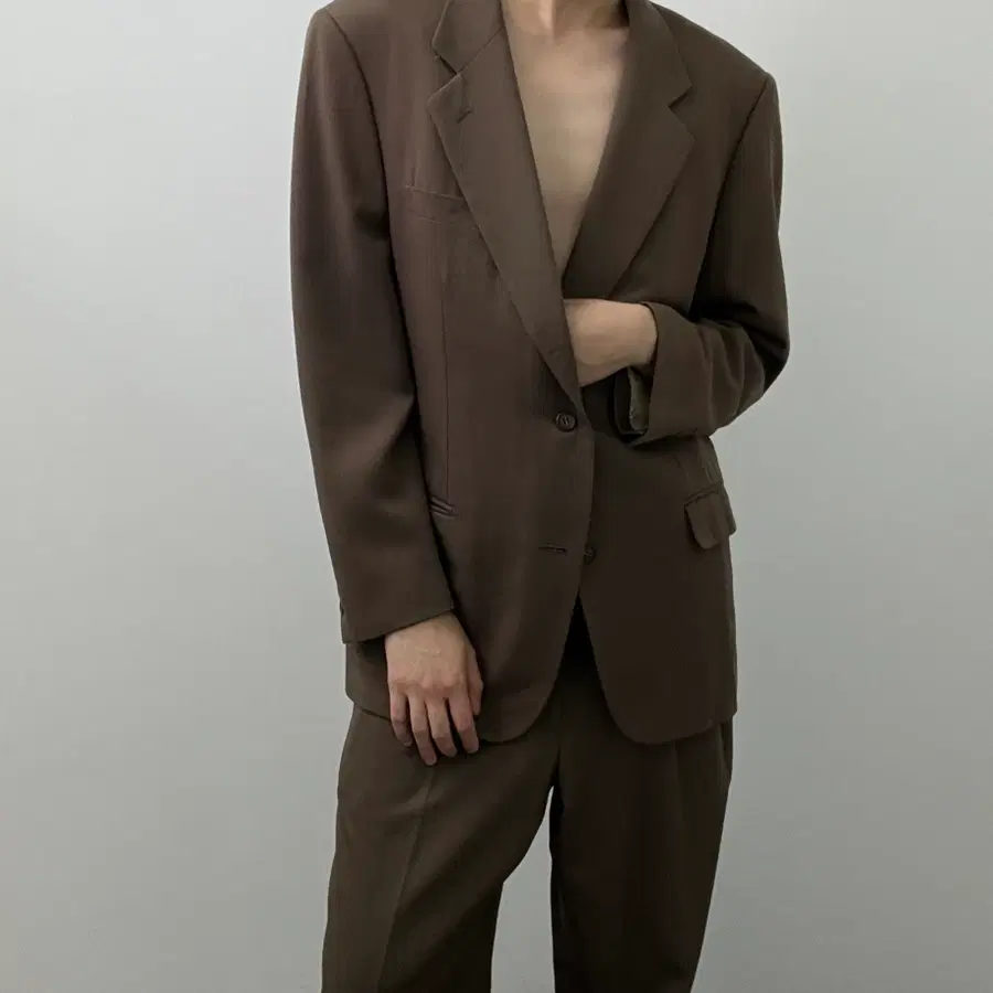 이세이미야케 im 브라운 싱글 울 셋업