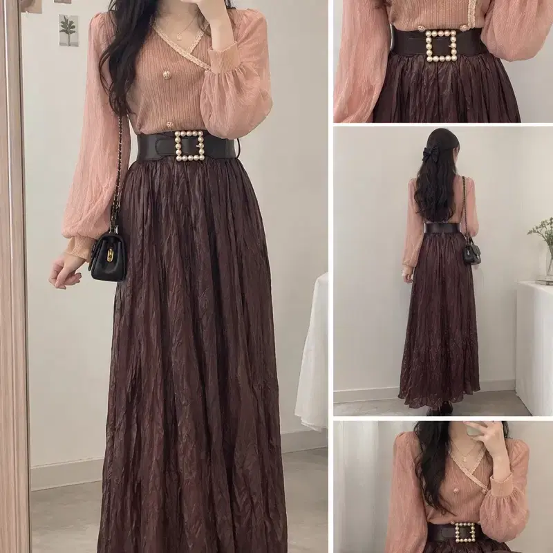 주름레더스커트2칼라(새상품)
