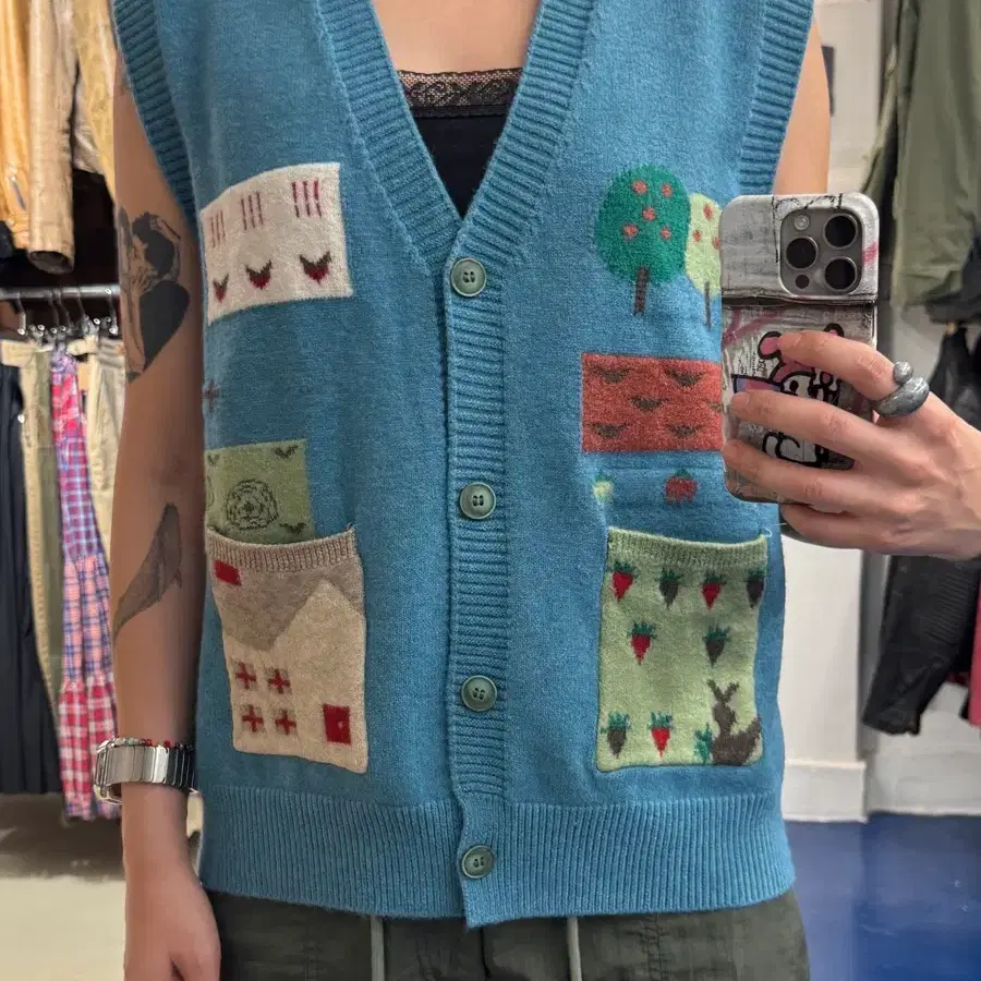 Japanese hippie 니트조끼 가디건