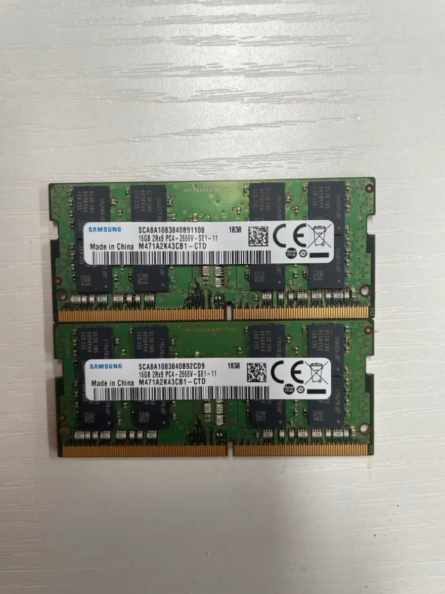 삼성전자 16GB 2666mhz DDR4 노트북 RAM 2개 세트 노트북메모리