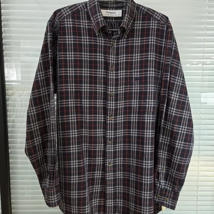 90s 버버리(Burberrys) 빈티지 올드스쿨 네이비 노바 체크 셔츠