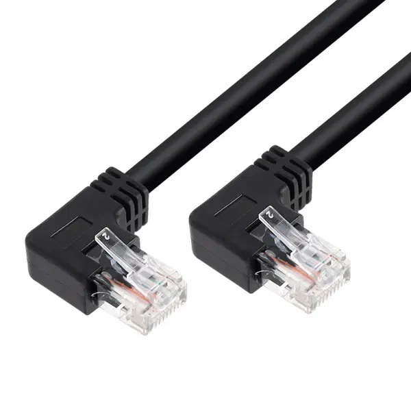 양측 좌향꺾임 Cat.6 기가비트 UTP 랜 케이블 블랙 15m