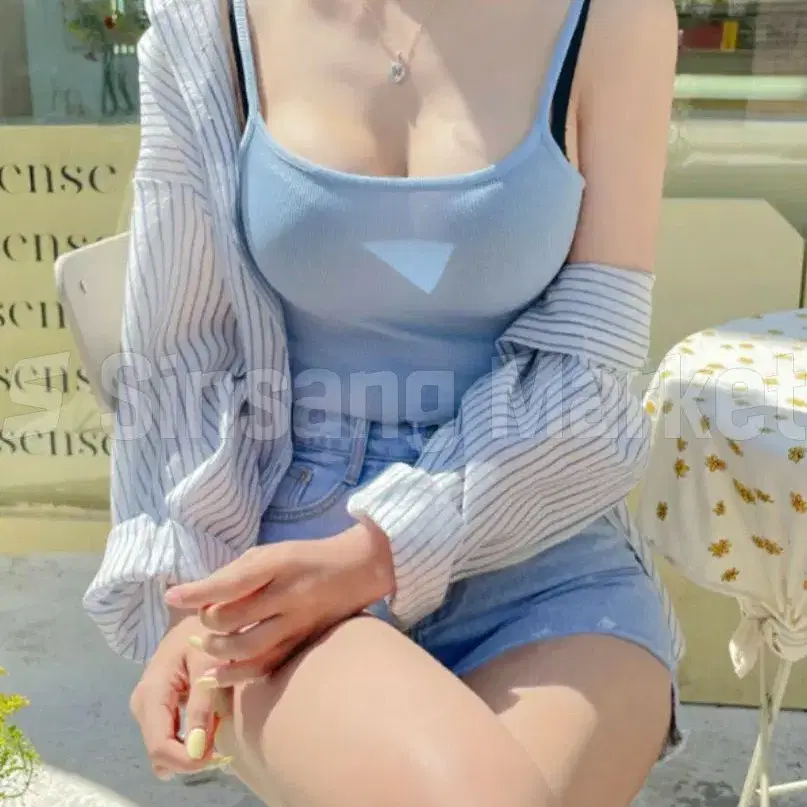 [빠른발송] 미니 크롭 나시 가디건별도 셋업 나시크롭 골지나시 가디건세트
