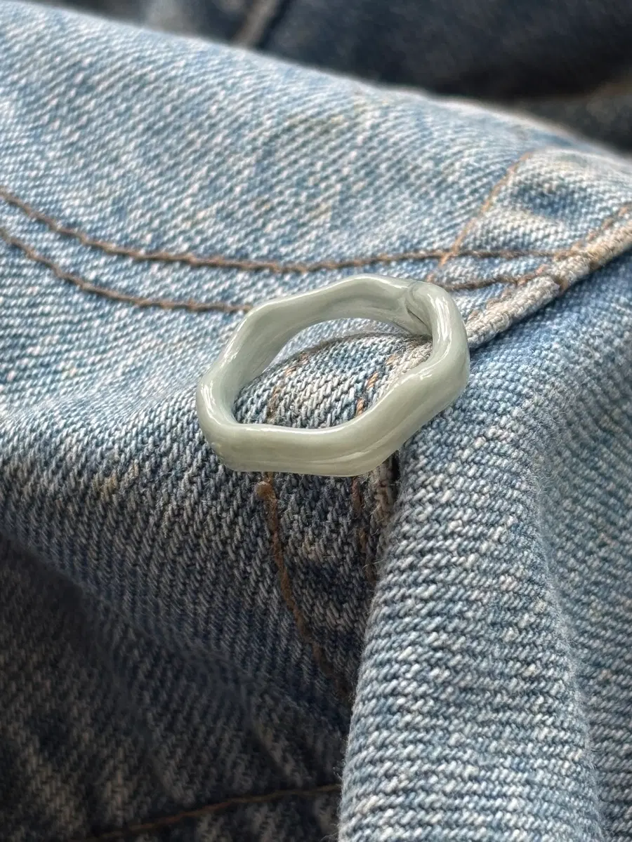 greenish organic wavy ring