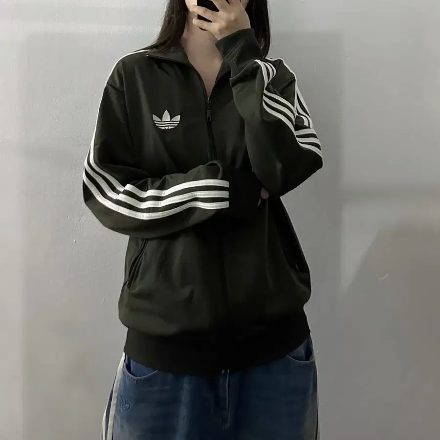 (L) 아디다스 구 파이어버드 져지 트랙탑 카키 올리브 그린