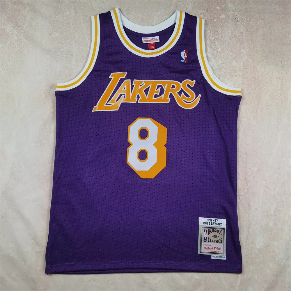 NBA 레이커스 브라이언트 8번 1996 97 하드우드 클래식 레트로 농구 유니폼 남녀공용 저지