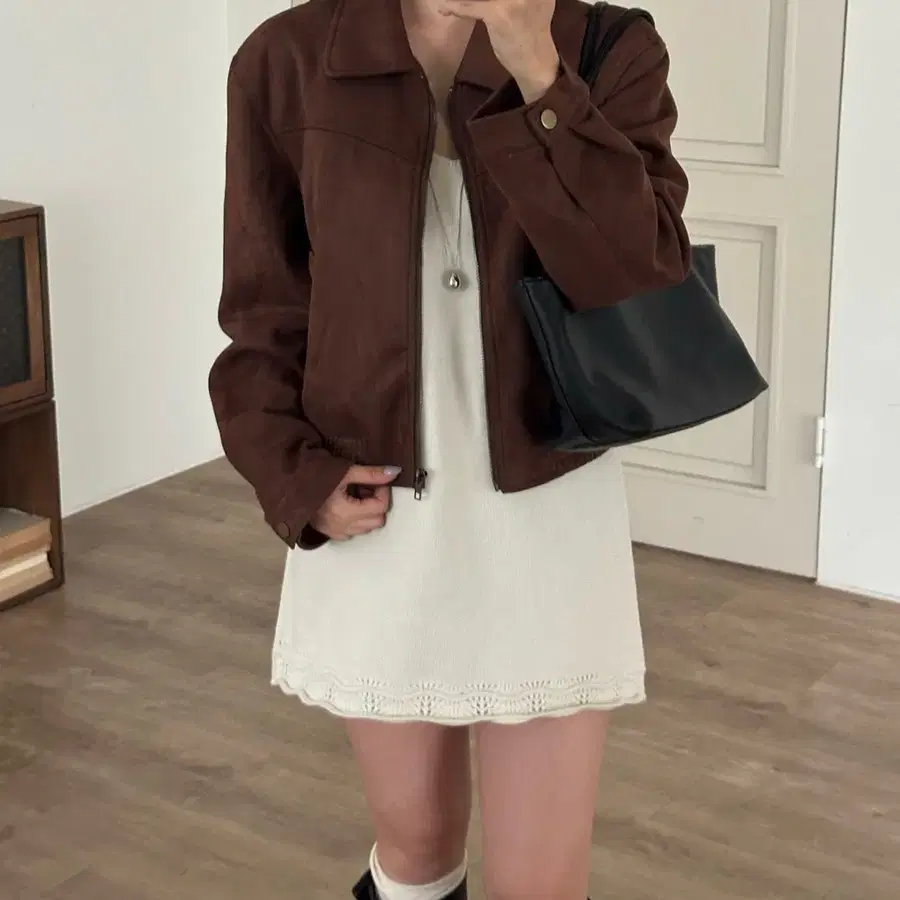 브라운 스웨이드 자켓