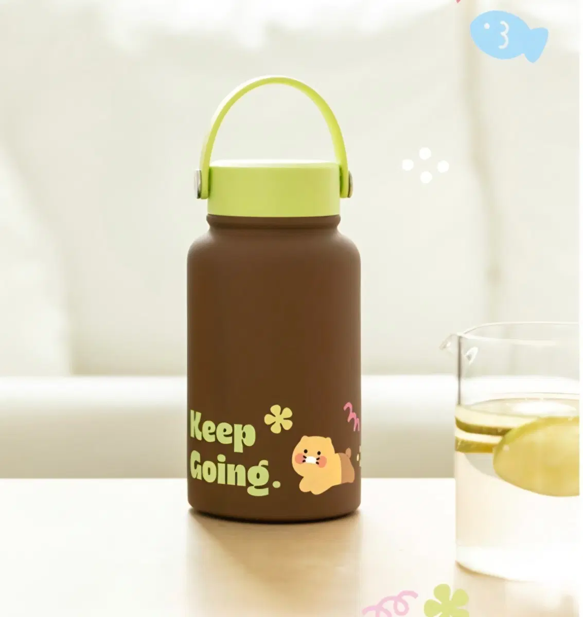 춘식이 투톤 핸들 텀블러 670ml 브라운
