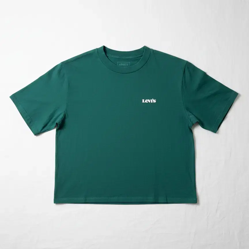[LEVI'S] 00s 그린 박스 로고 크롭 반팔 티셔츠