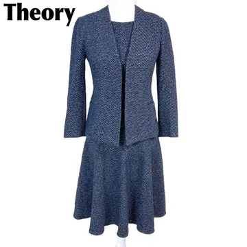 [새상품급] Theory 원피스 셋업 수트 상의 0 하의 2 네이비 트위드