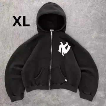 정품 AKIMBO CLUB NY 지퍼 후드티 XL 블랙