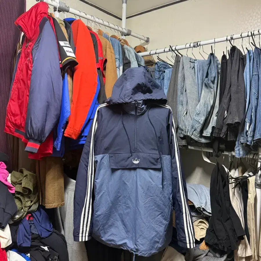 [3XL] 아디다스 하프집업 아노락 바람막이 네이비