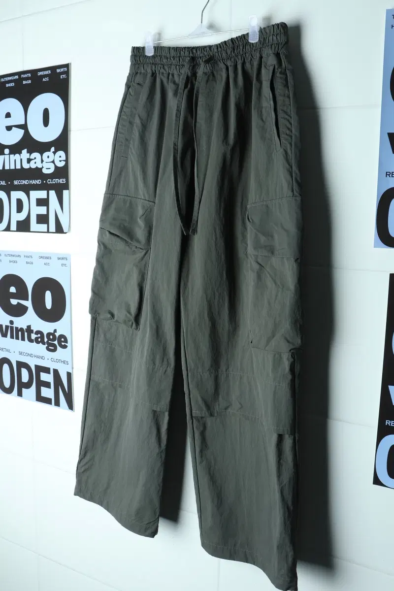 (S-XL) 벨리에 카고팬츠 바지 밴딩 카키 고프코어-P10802
