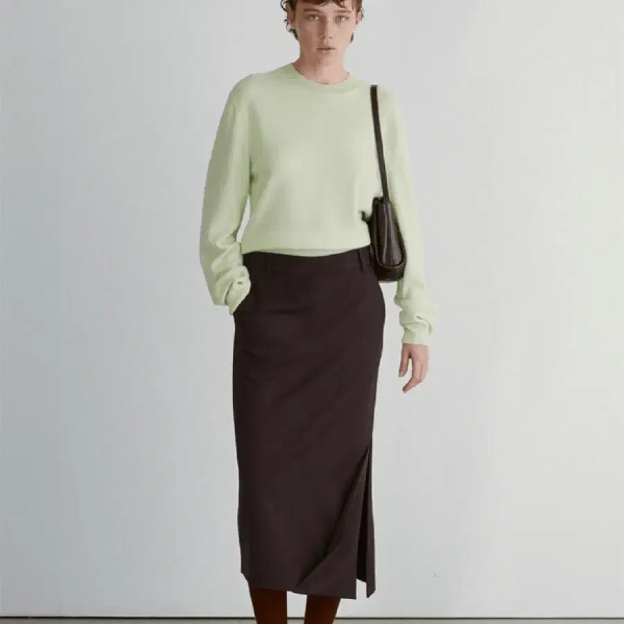 렉토 24년 asymmetric long skirt 와인 울100% 스커트 치마 L