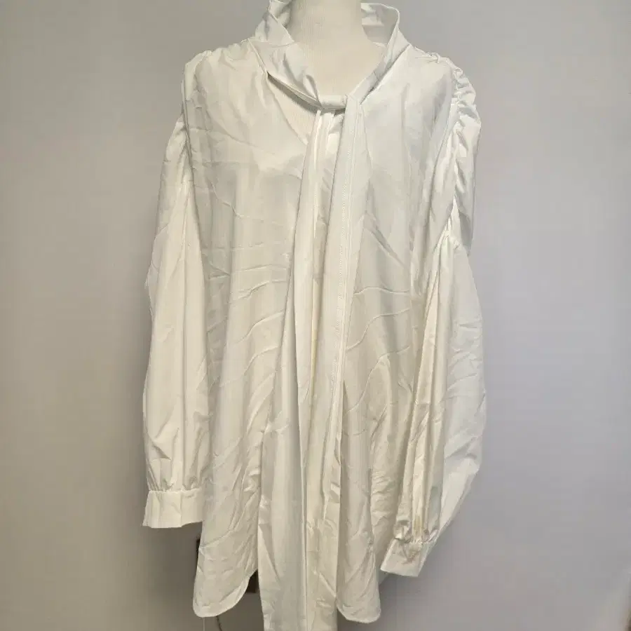 (4XL)새상품 블라우스 화이트 리본 셔츠