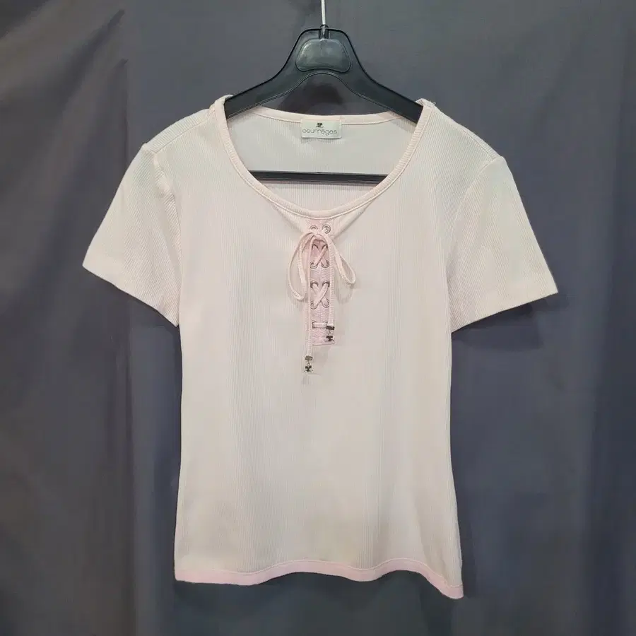 courreges 꾸레쥬 인디핑크 딸기우유 메탈로고 빈티지 셔츠