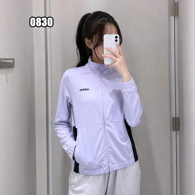 S 아디다스 우먼스 배색 저지 집업 자켓