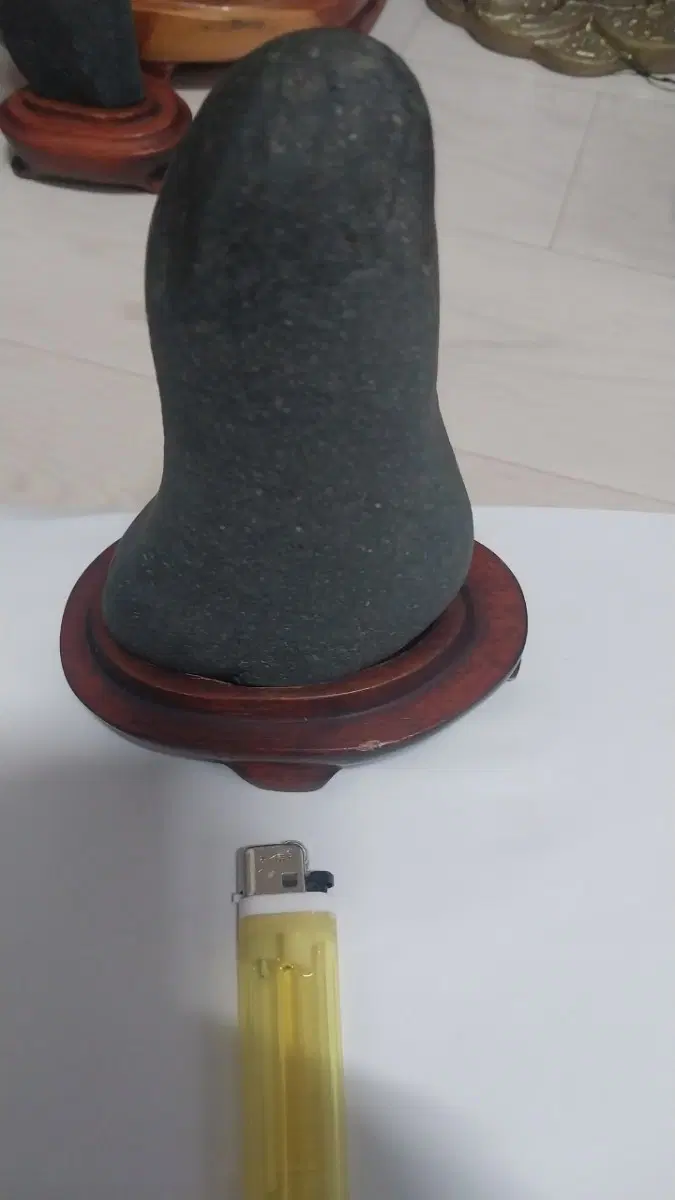 자연석 검정색 장식돌 원목 받침대 포함