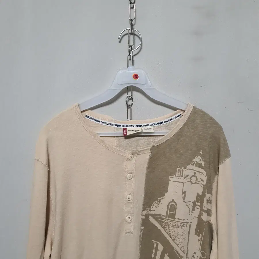 1745) 리바이스 남성 샌디 베이지 헨리넥 긴팔티셔츠 L