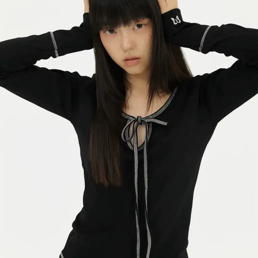 미레코 STITCH RIBBON T BLACK