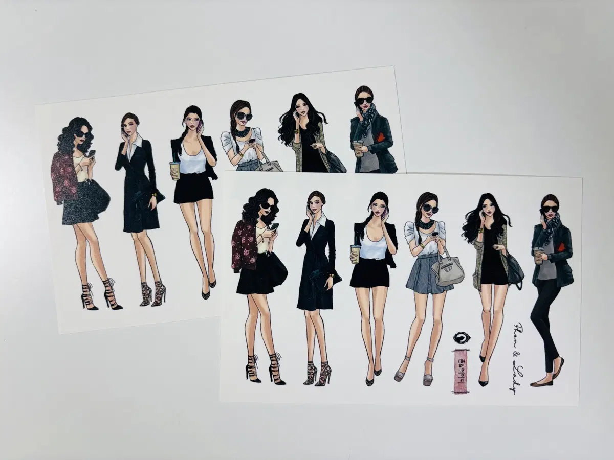 파란사자 폰앤레이디 스티커 2장