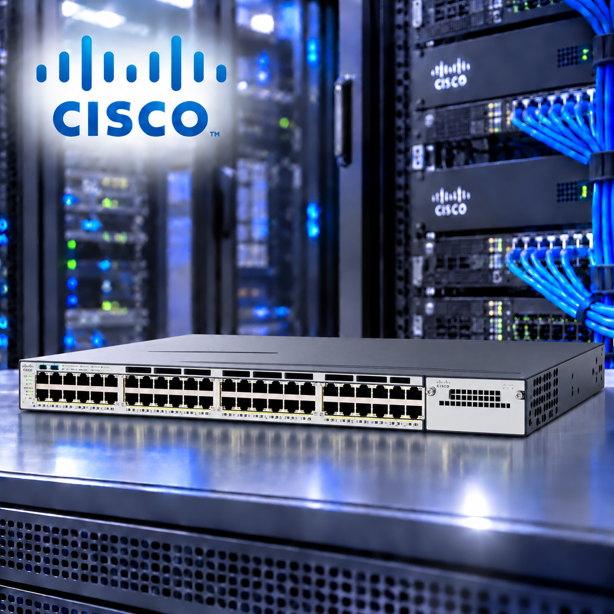 Cisco 시스코 Catalyst 3750X 48포트 기가 L3 스위치허브 (740W) WS-C3750X-48PF-S