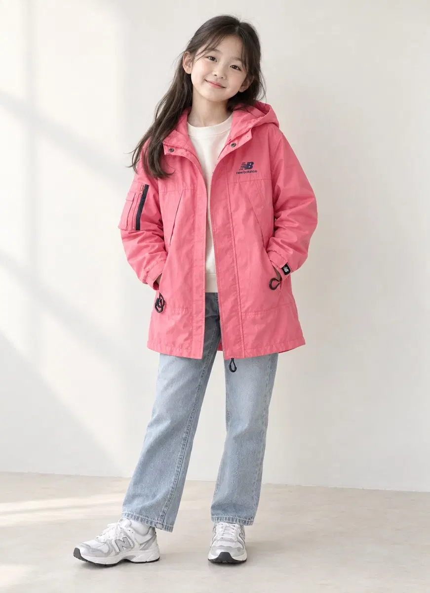140사이즈 뉴발란스 바람막이 간절기용 점퍼 키즈 연핑크 정품