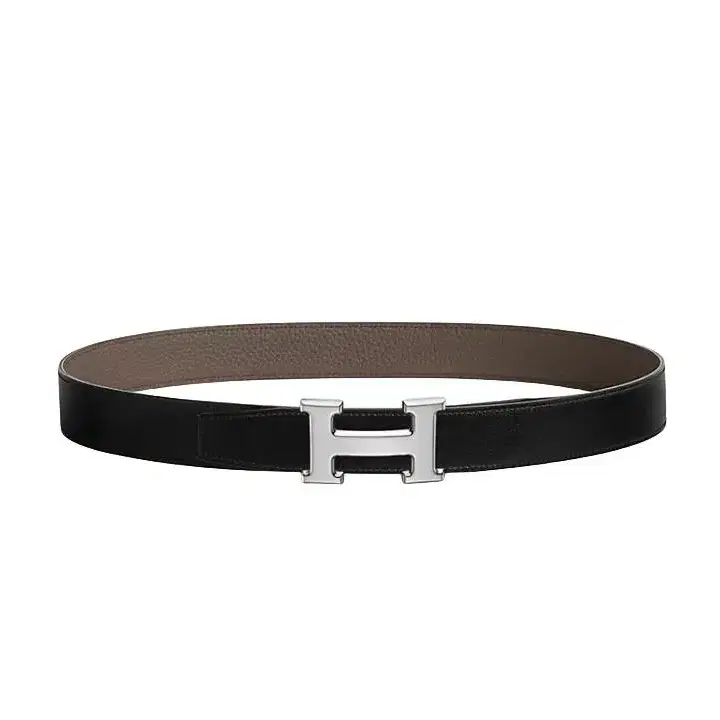 에르메스 H 버클 리버서블 양면 32mm 블랙 에땅 90 은장 유광 남성 가죽 벨트 H073967CAAC090