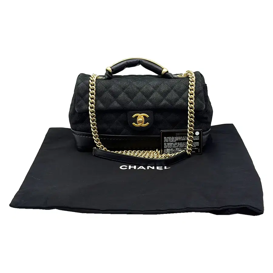 샤넬 Chanel 블랙 캐비어 2013 크루즈 컬렉션 클래식 탑핸들 켈리 플랩 2WAY (18번대)