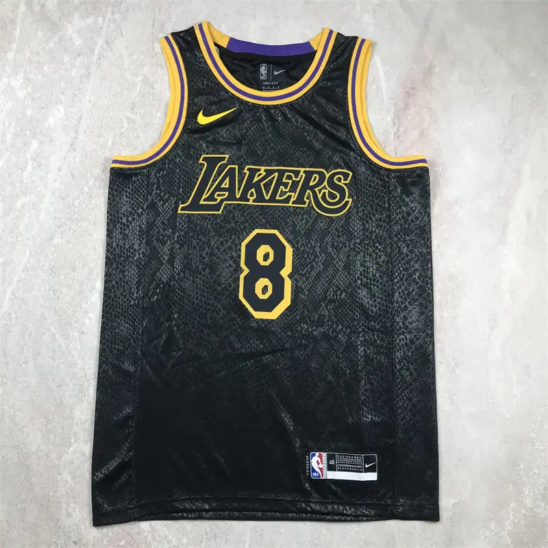 NBA 레이커스 브라이언트 8번 블랙 스네이크 패턴 기념 농구 유니폼 남녀공용 저지