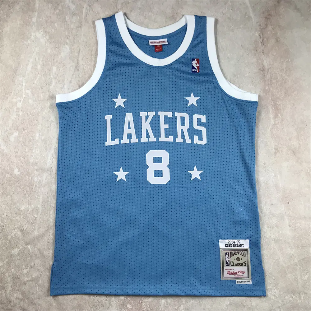 NBA 레이커스 브라이언트 8번 2004 05 하드우드 클래식 별무늬 레트로 농구 유니폼 남녀공용 저지