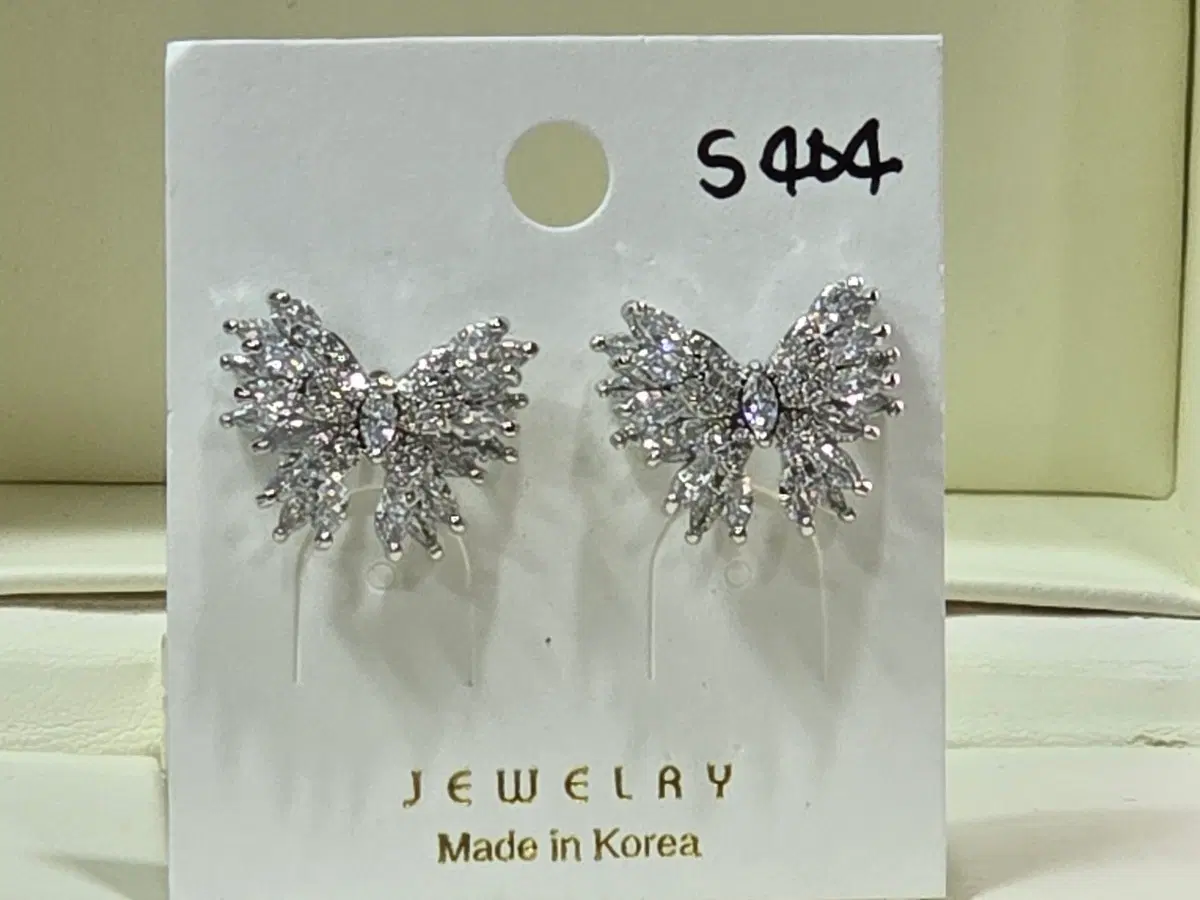 925은침 리본 큐빅 귀걸이 1,4센치