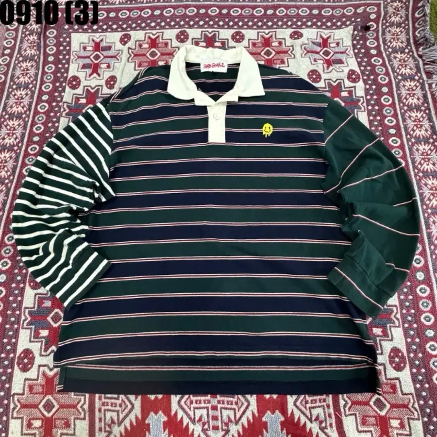 SAD SMILE 단가라 럭비티 그린 M 95 9/10