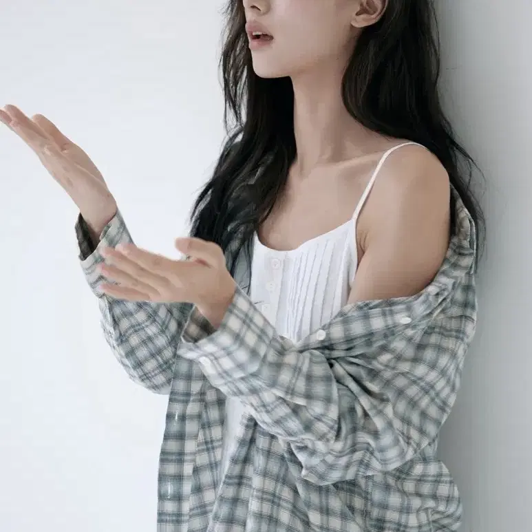 새상품) 윤슬샵 체크 셔츠 남방 블라우스
