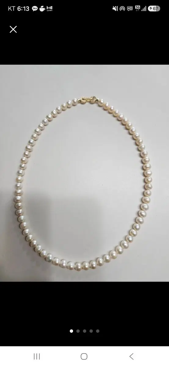 은은한 살구빛 5mm 담수진주 목걸이 40cm