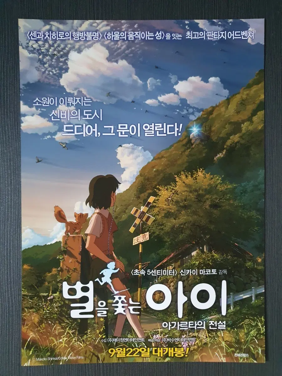 별을 쫓는 아이 아가르타의 전설 영화 재개봉 전단지 A4 신카이 마코토