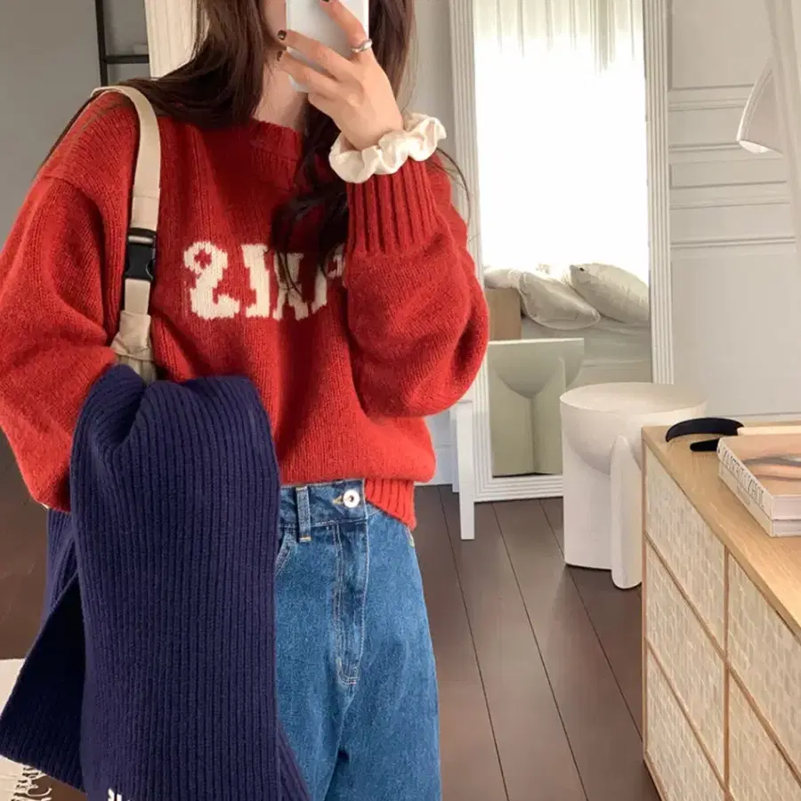 므앤 패치 와이드 데님 팬츠 진청 M