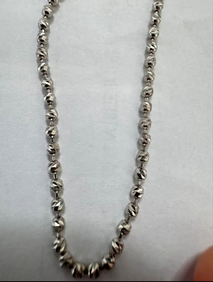 14k 2mm 미러컷팅볼 화이트골드 목걸이