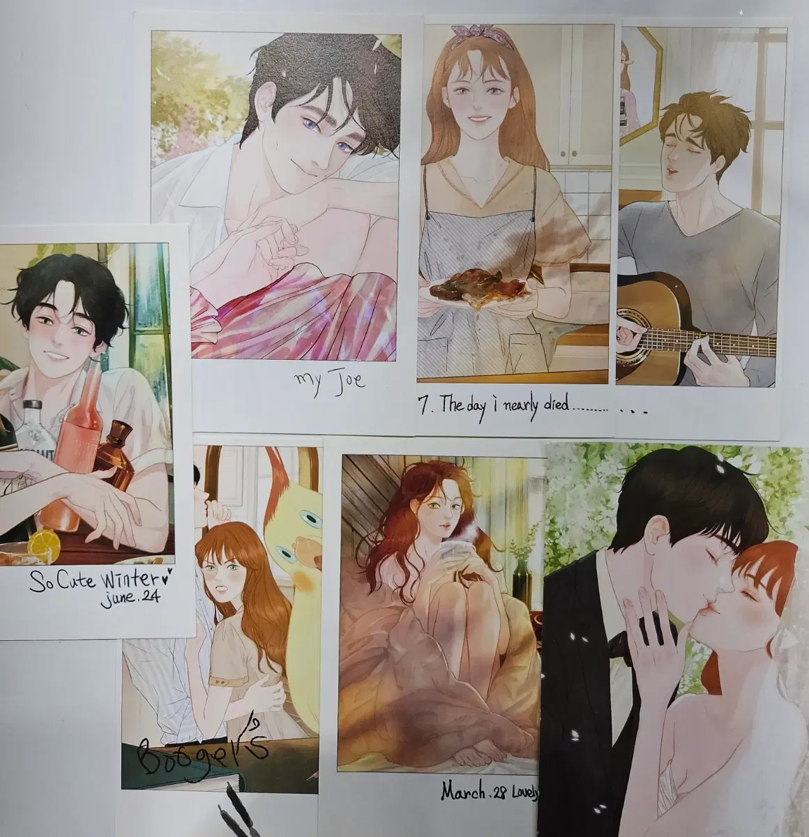 윈터우즈 초판 웹툰만화 엽서 7종 일괄판매