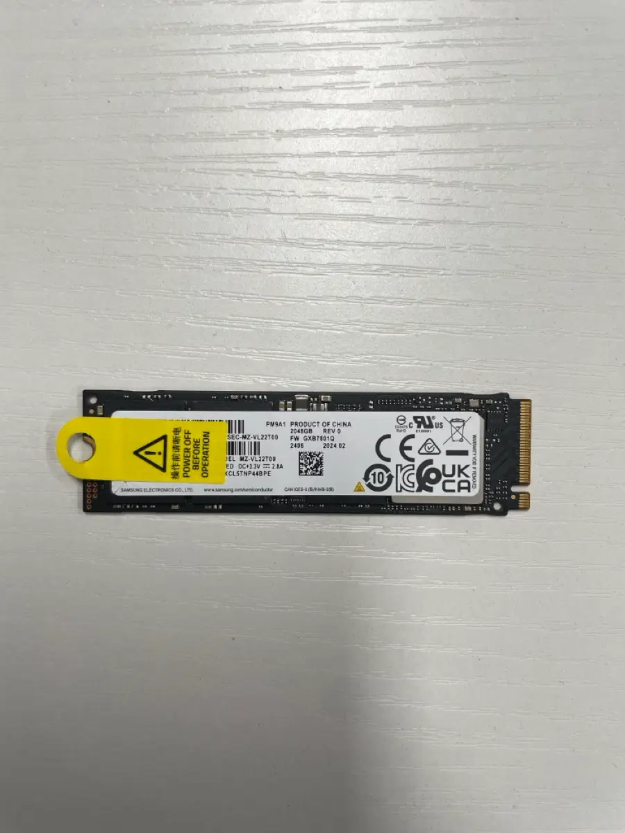 삼성전자 PM9A1 nvme SSD 2TB (41시간 사용)